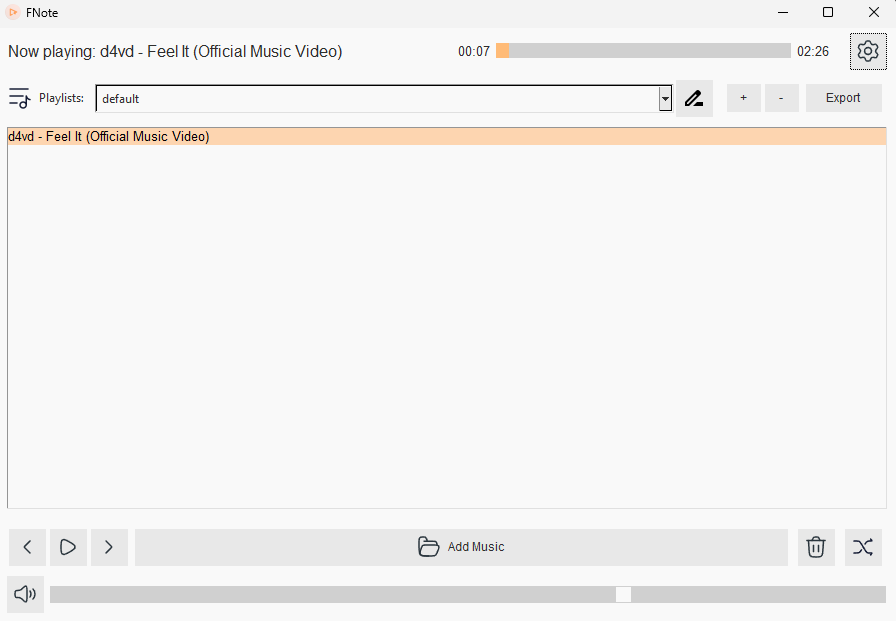 Screenshot of the FNote v1 user interface.